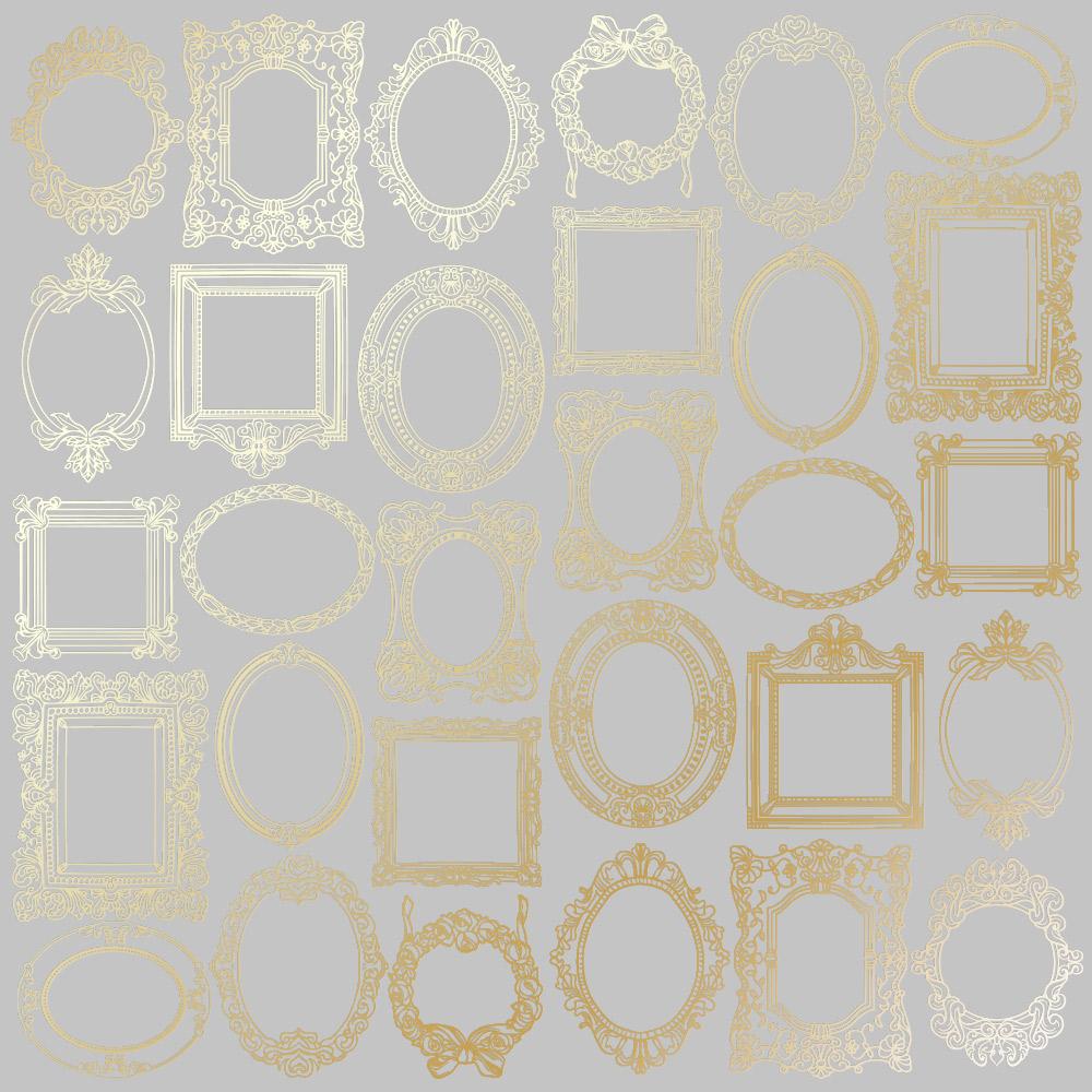 Лист бумаги односторонний Golden Frames с фольгированием 30,5х30,5 см Gray