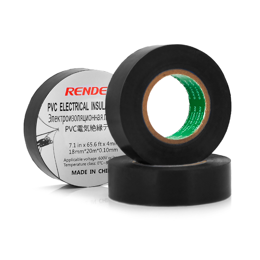 Изолента RENDERS 0,19х16 мм х 7 м 10 шт. Черный (11523)