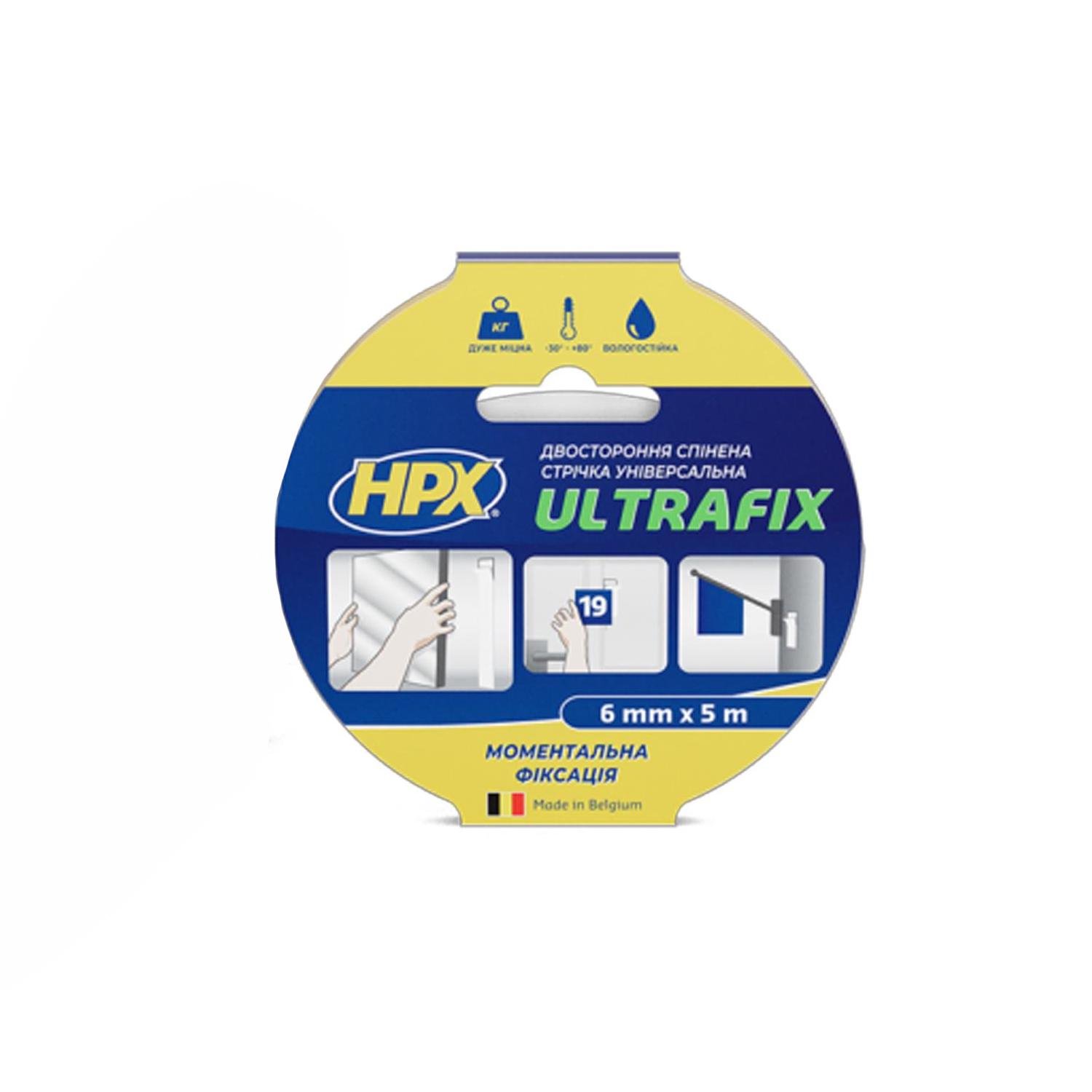 Лента двухсторонняя HPX DSU0605 6x1 мм 5 м универсальная полиэтилен/каучук Белый (INRUC0020006005010)