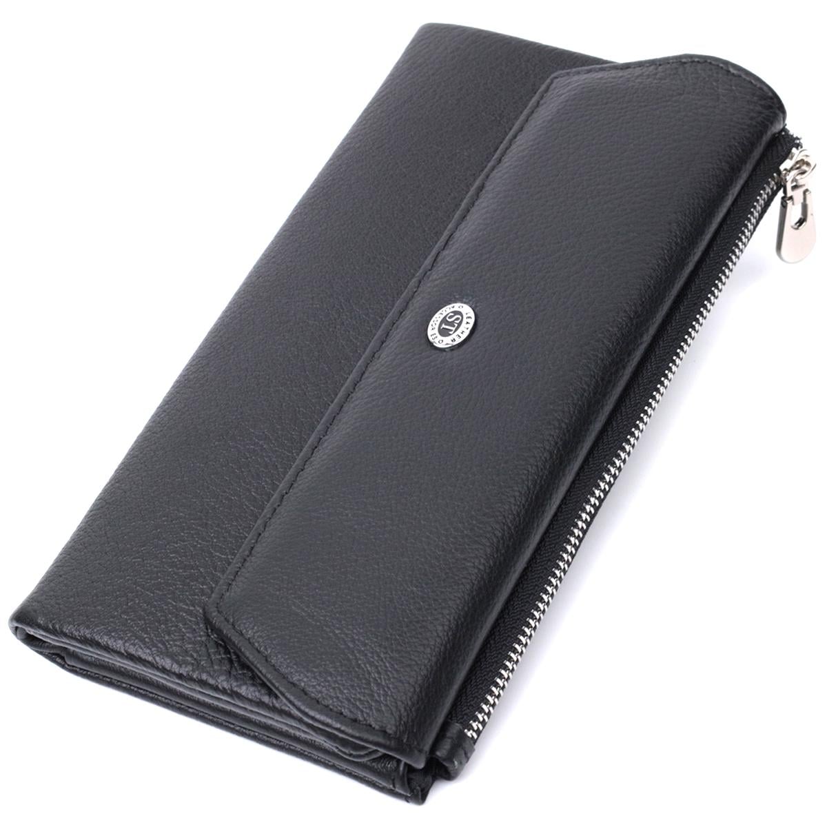 Портмоне женское ST Leather 22698 с блоком для карт из натуральной кожи Черный (168-136-22698)
