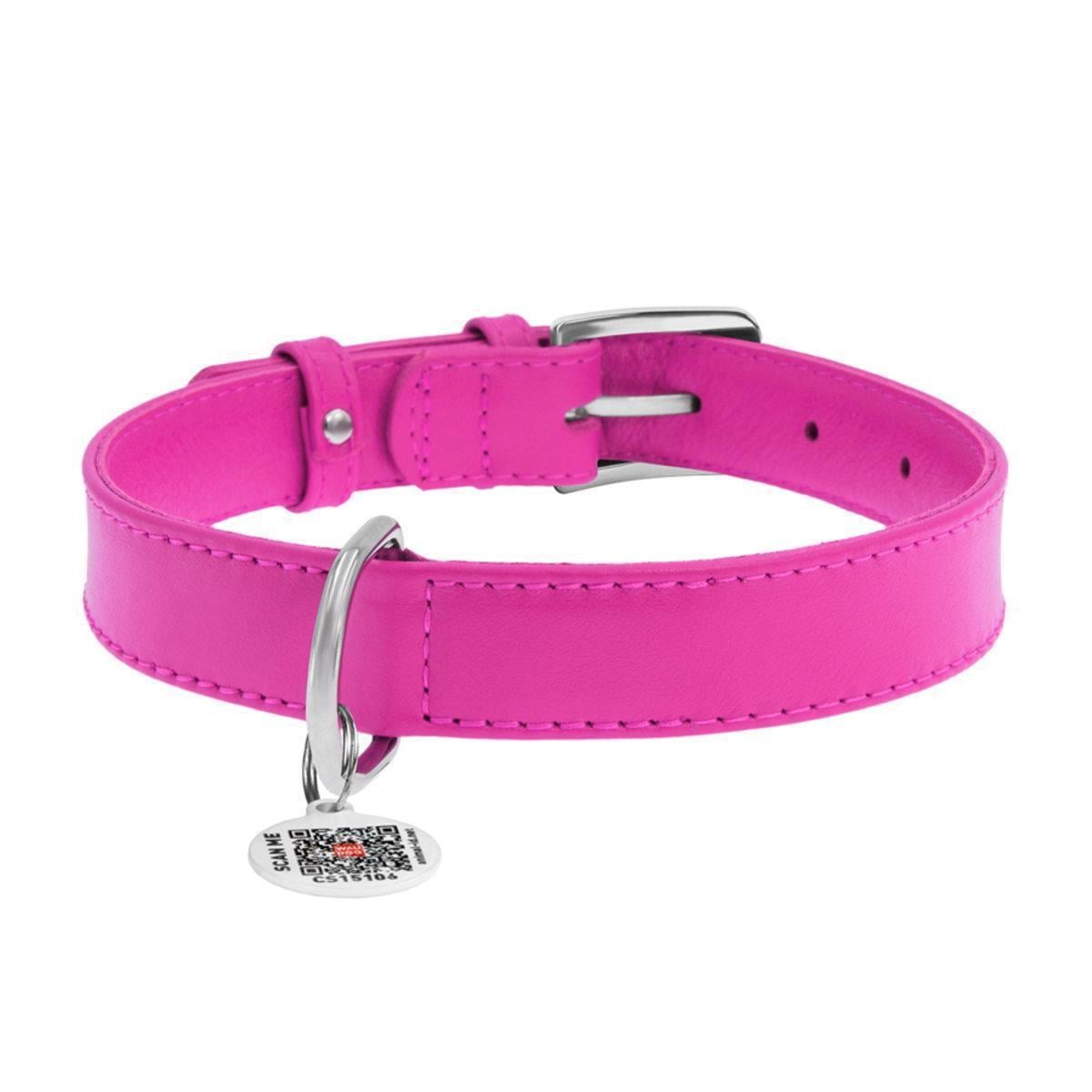 Ошейник для собак кожаный Waudog Glamour с QR паспортом L 25 мм х 38-49 см Розовый (33047 Col) Ошейник для собак кожаный Waudog Glamour с QR паспортом L 25 мм х 38-49 см Розовый (33047 Col)
