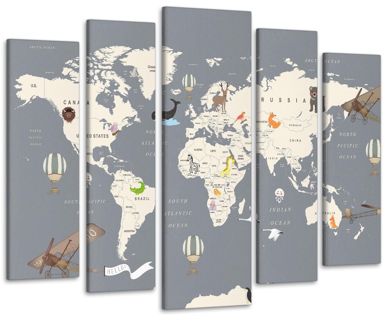 Картина модульна Карта світу 110х160 см (Art-433_5)