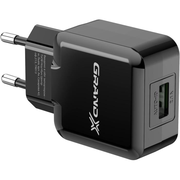 Зарядное устройство сетевое Grand-X CH-03B 10.5W 1xUSB-A 5V 2.1A Black