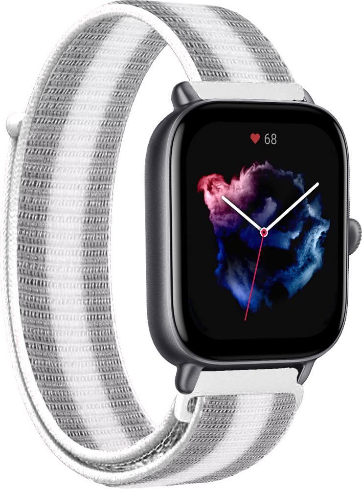 Ремешок нейлоновый Sport Loop для Amazfit GTS 3 Silver/White (15119-58)