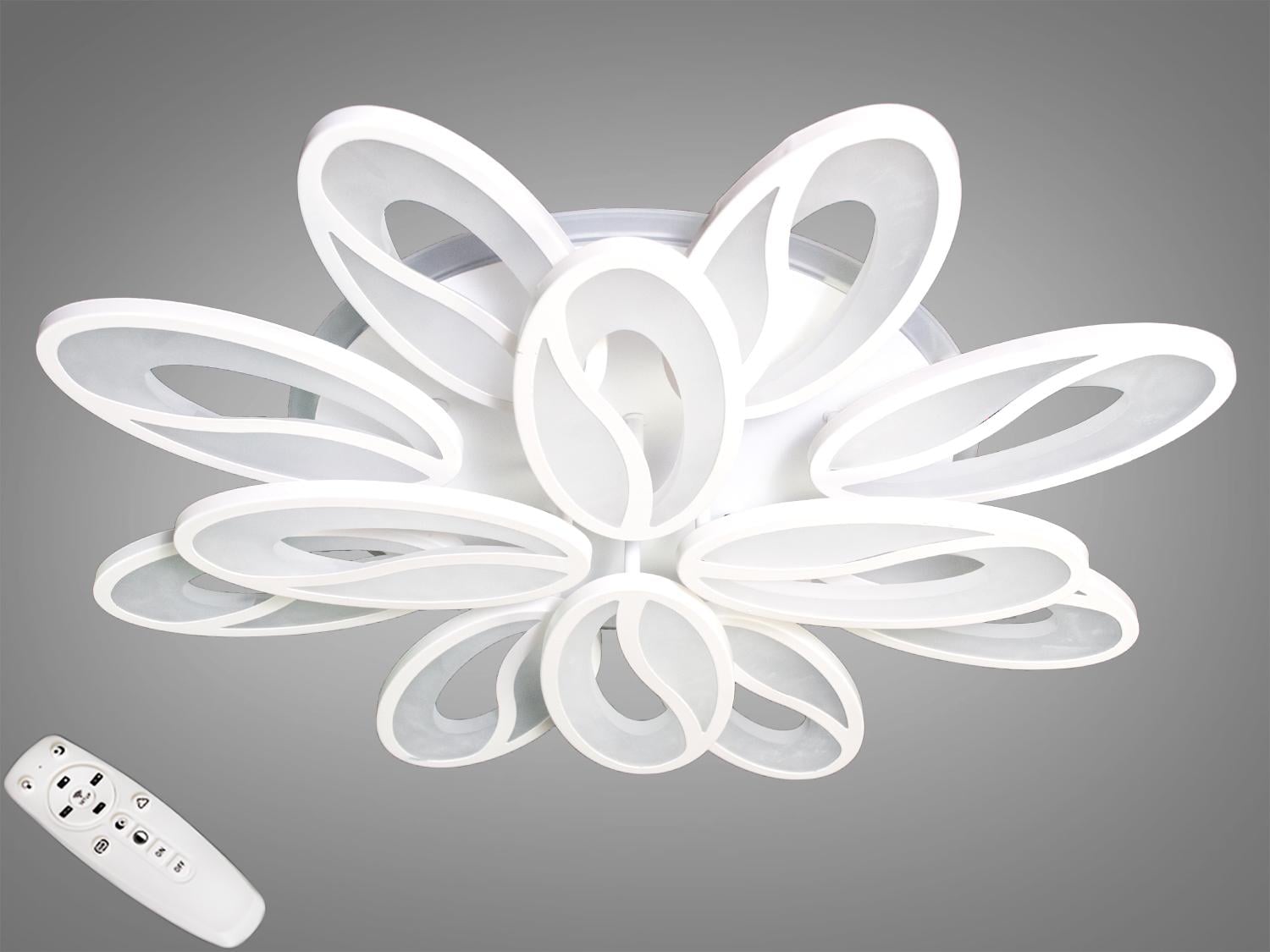 Люстра LED с димером и цветной подсветкой 190W Белый (8090/8+4WH)