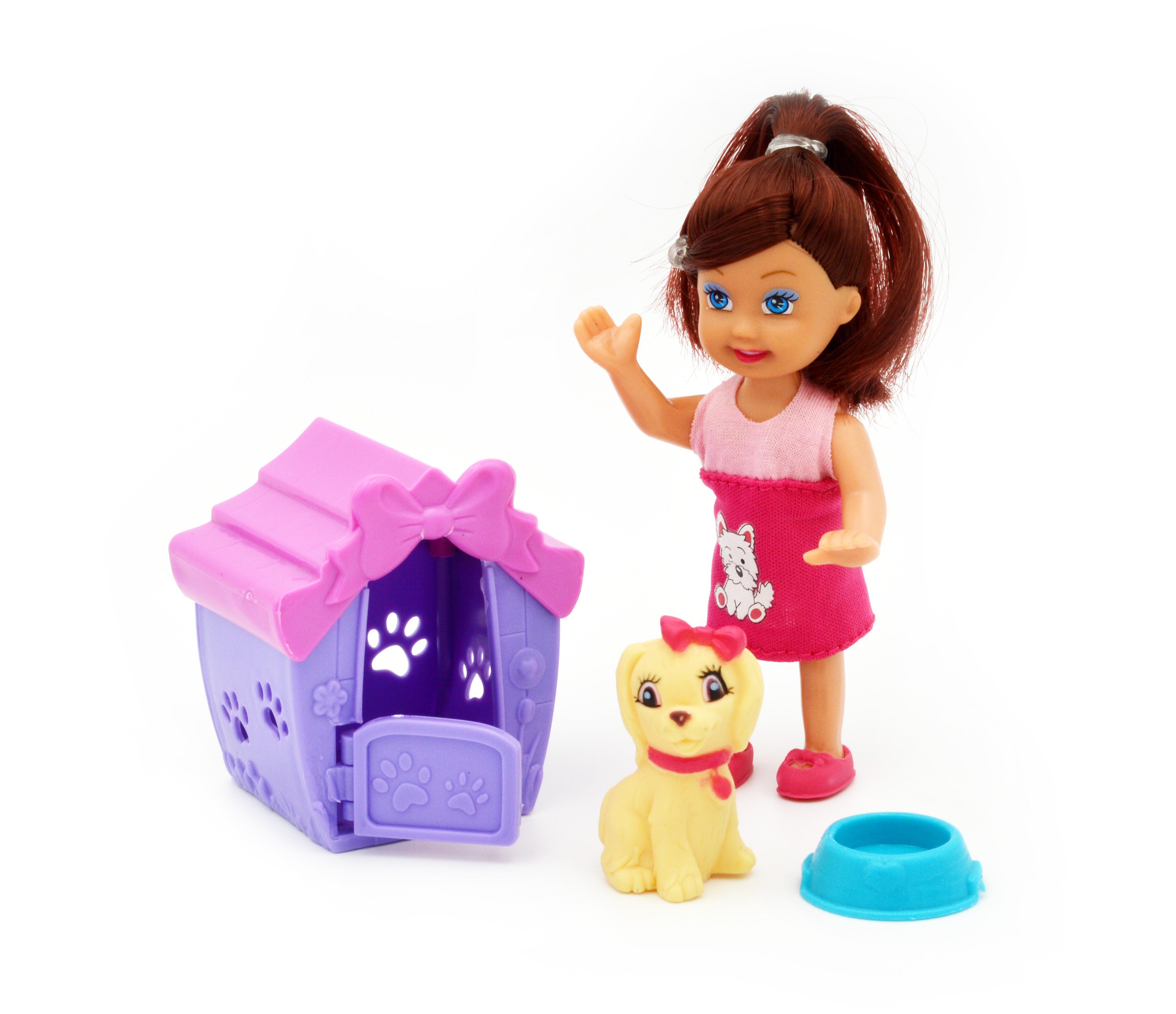 Кукла маленькая Cute Girl 899-20 с будкой и собачкой