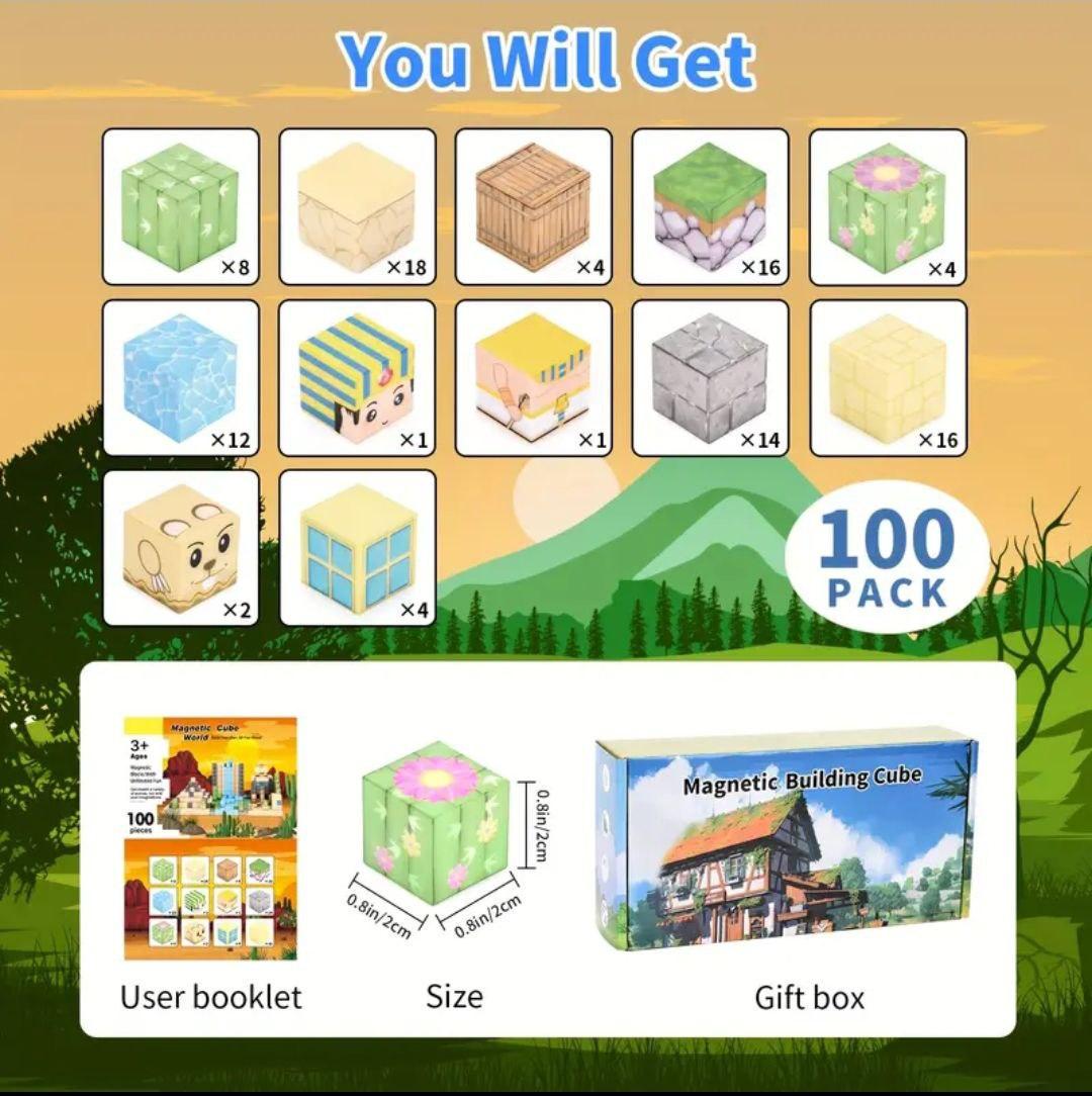 Конструктор магнитный Майнкрафт Египет водопад в пустыне с фараонами 100 дет. - фото 3