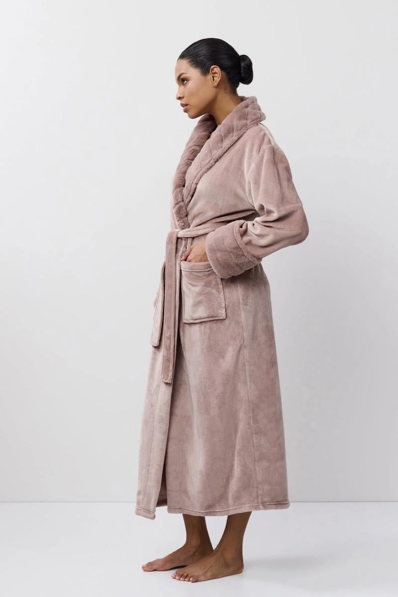 Халат махровий жіночий Aruelleтеплий L Рожевий (Demi-bathrobe) - фото 3