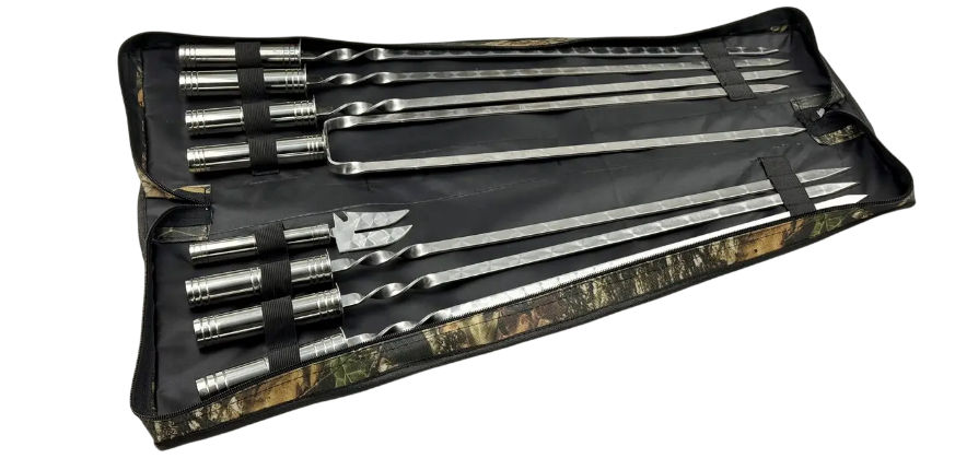 Набор шампуров GrillMaster NB-2281 двойной шампур/вилка нержавеющая сталь 3 мм 6 шт. Серебристый (10-164-NB-2281)