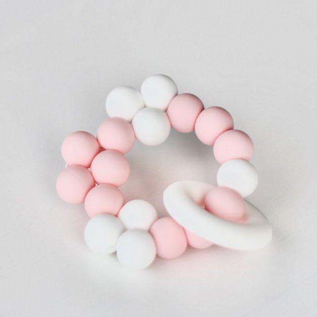 Прорезыватель силиконовый мини Баловень Snowflake White/Rose