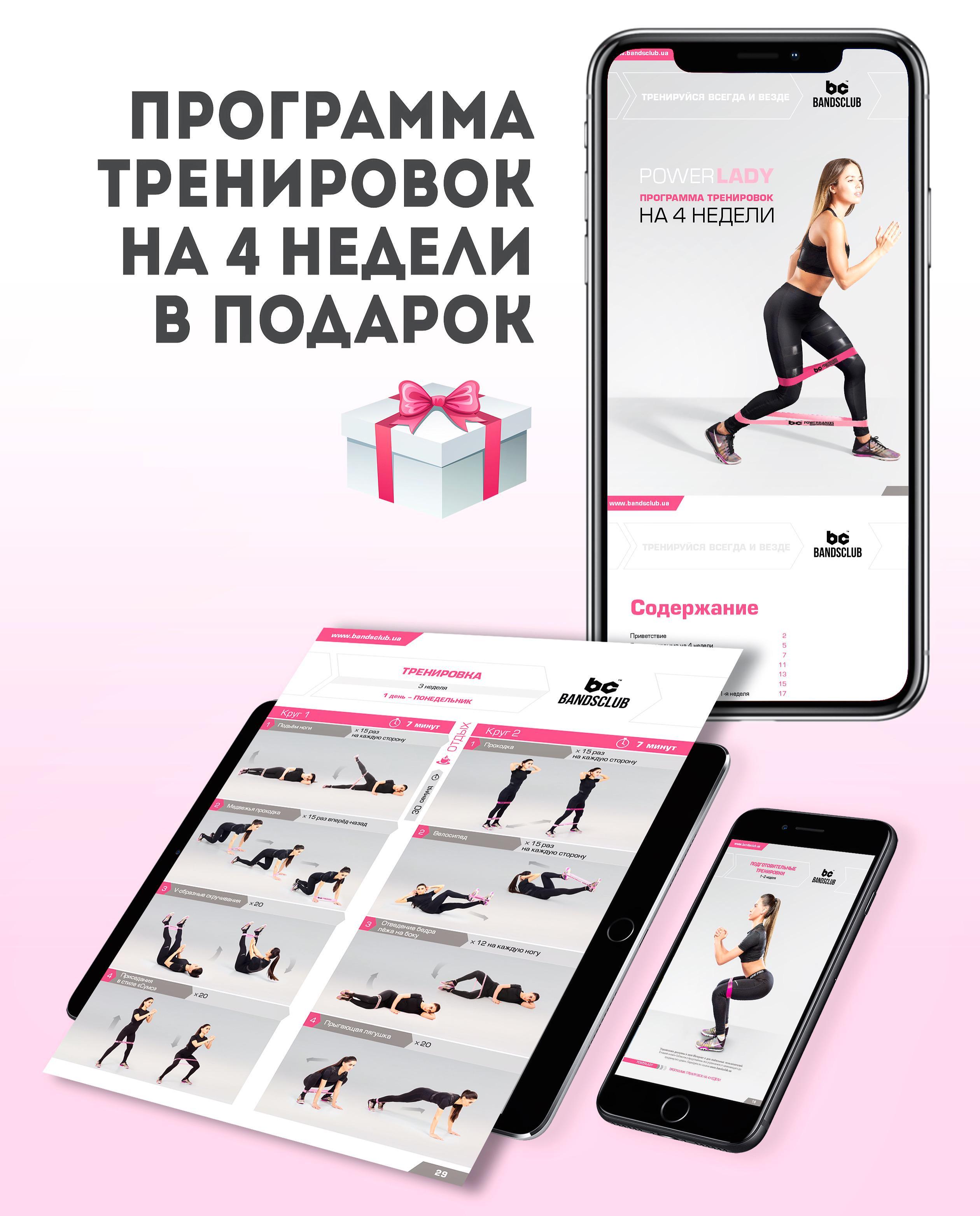 Набір резинок для фітнесу Bandsclub Power Lady 3 шт з програмой тренувань - фото 4 Набір резинок для фітнесу Bandsclub Power Lady 3 шт з програмой тренувань - фото 4