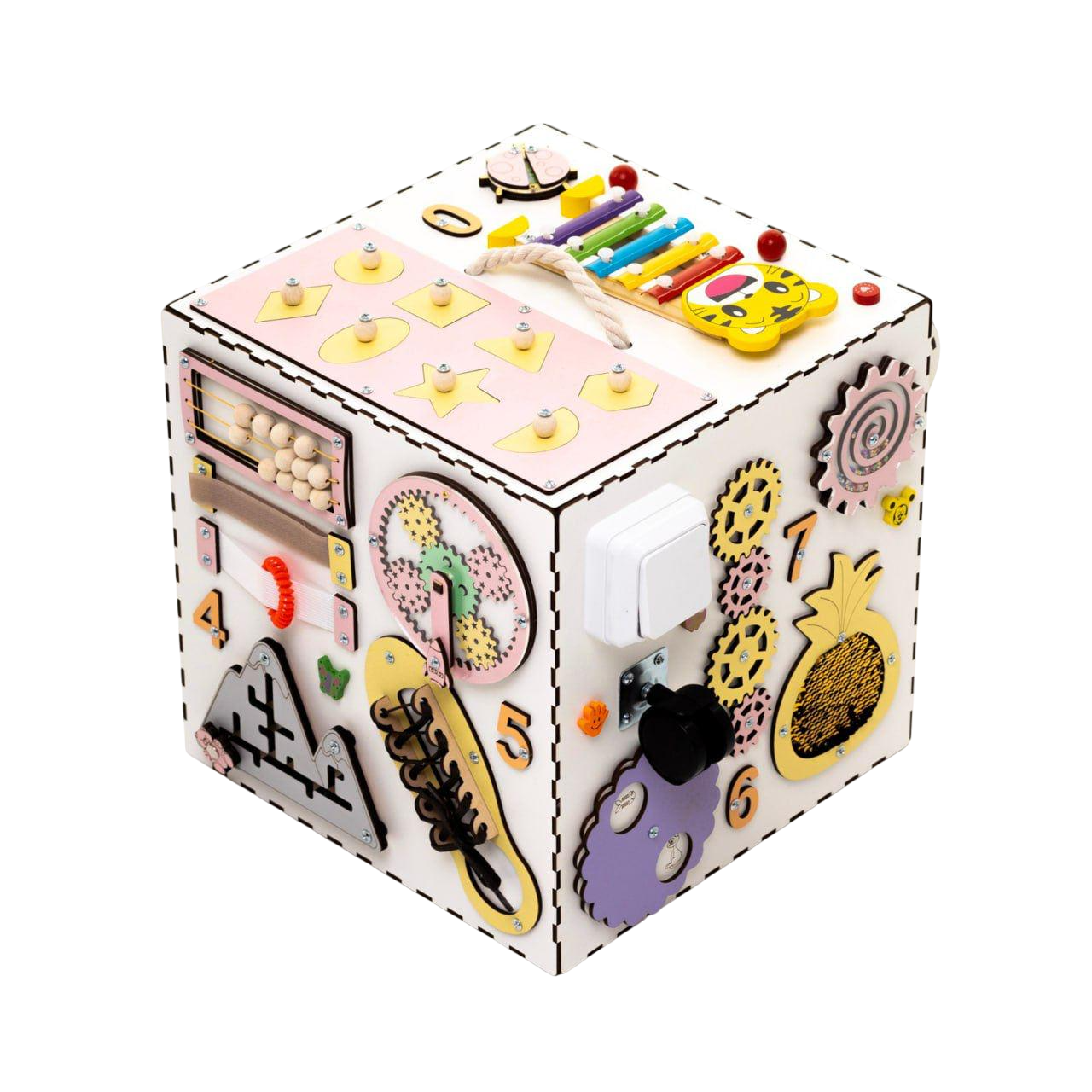 Бизикуб для девочки 25 игровых зон 30х30х30 см Белый (21808929)