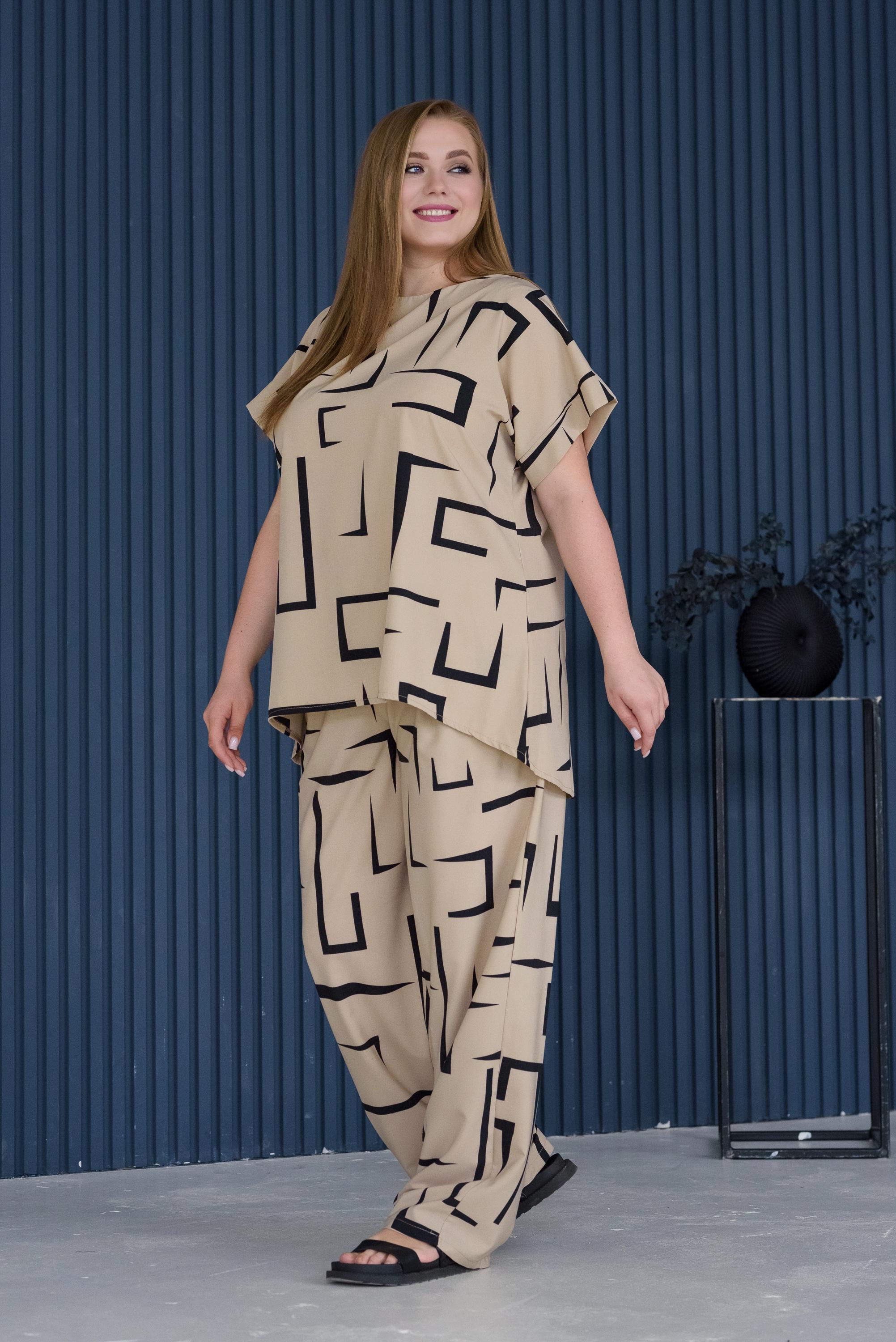 Костюм женский штапельный Альмина р. 60 Бежевый (26813257) - фото 2 Костюм женский штапельный Альмина р. 60 Бежевый (26813257) - фото 2