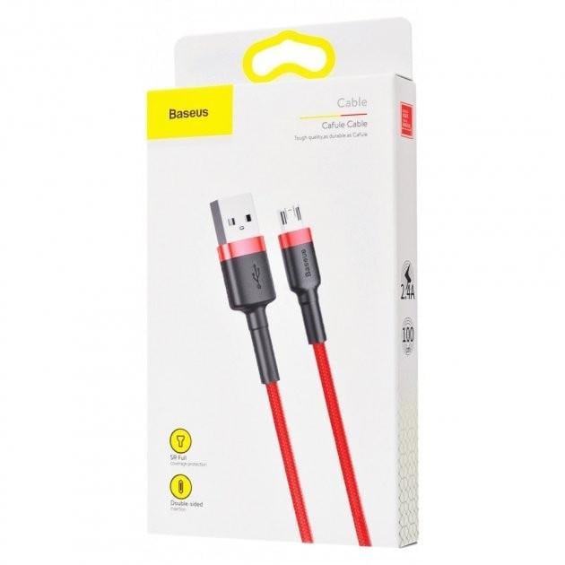 Кабель Baseus Cafule Micro USB 2.4A 1 м Red - фото 8 Кабель Baseus Cafule Micro USB 2.4A 1 м Red - фото 8
