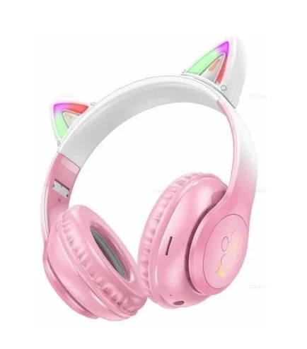 Наушники беспроводные Hoco с микрофоном Cat ears Розовый (W42) - фото 2 Наушники беспроводные Hoco с микрофоном Cat ears Розовый (W42) - фото 2