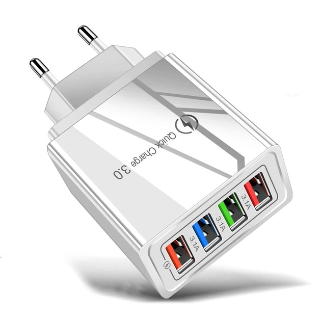 Зарядное устройство-блок питания QC 3.0 на 4-USB для зарядки телефона Белый (2019174820)