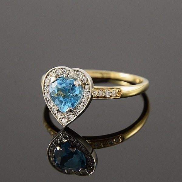 Кільце з жовтого та білого золота з топазом серце (2248185448)