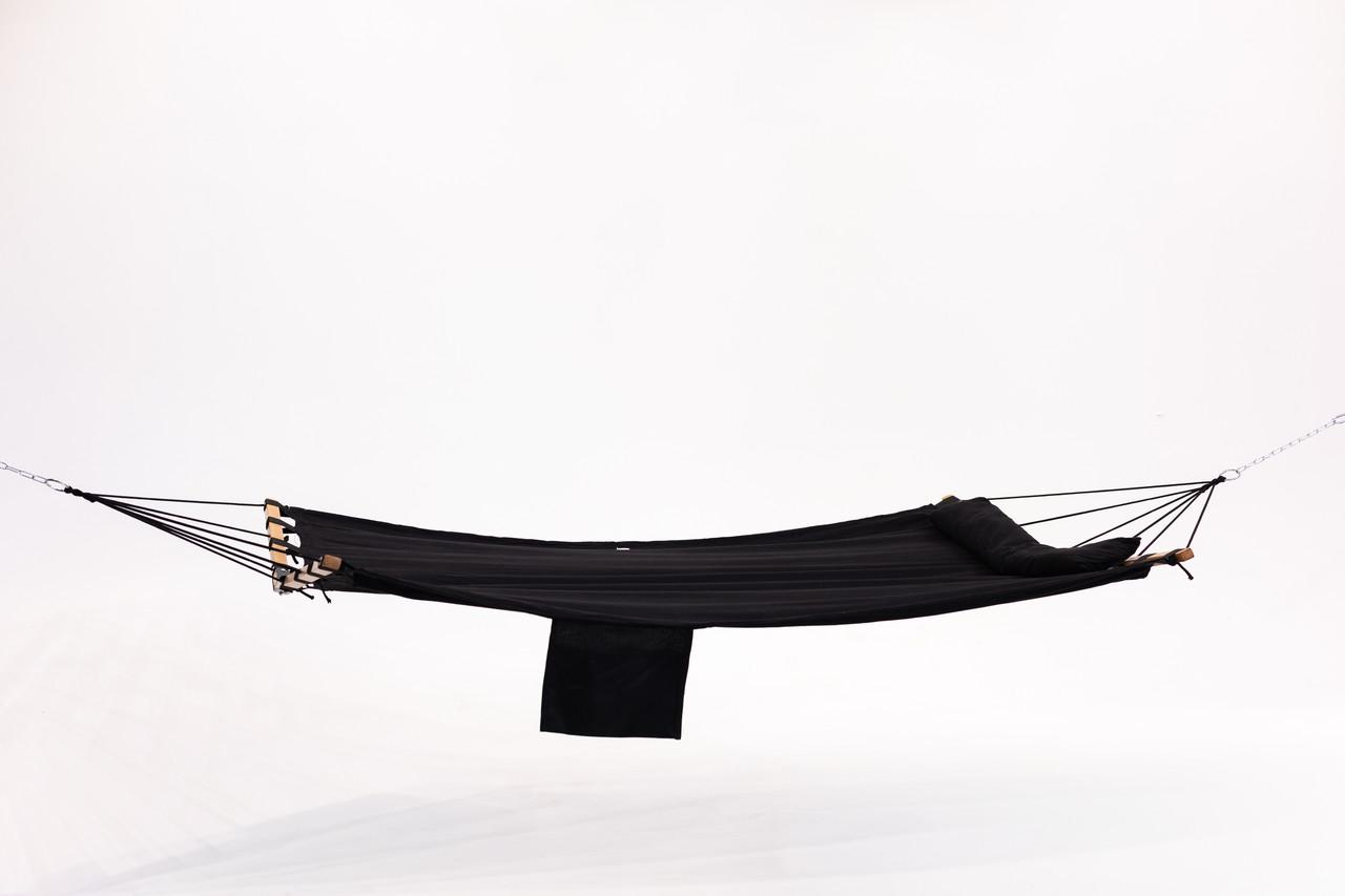 Гамак двухместный подвесной Lago с деревянными планками 200х150 см до 250 кг Черный (32901280) Гамак двухместный подвесной Lago с деревянными планками 200х150 см до 250 кг Черный (32901280)