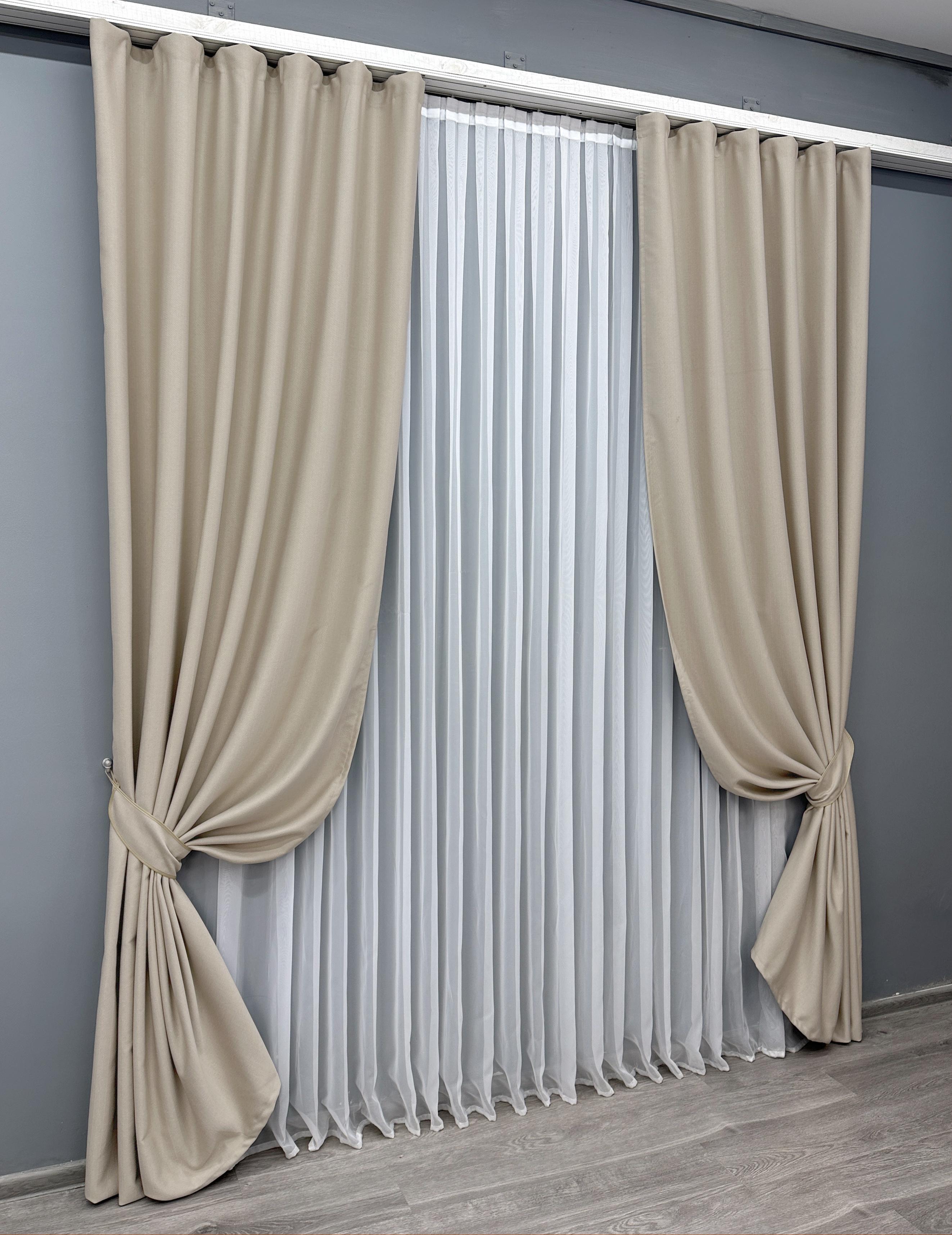 Комплект готовых штор VR-Textil Шенил однотонный №1691ш 150х270 см 2 шт. Бежевый (33-0592) - фото 2 Комплект готовых штор VR-Textil Шенил однотонный №1691ш 150х270 см 2 шт. Бежевый (33-0592) - фото 2