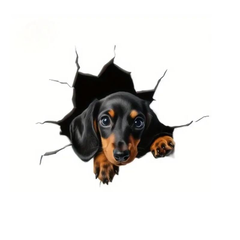 Наклейка для автомобіля Такса 14х12.3 см Коричневий із чорним (2743174683)