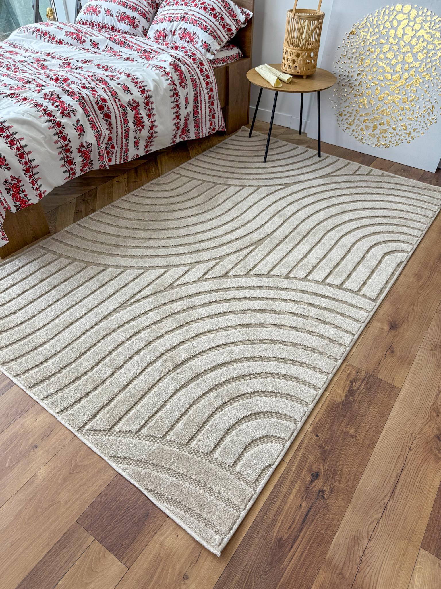 Ковер 3D с объемным волнистым узором 200х300 см Бежевый. - фото 6 Ковер 3D с объемным волнистым узором 200х300 см Бежевый. - фото 6