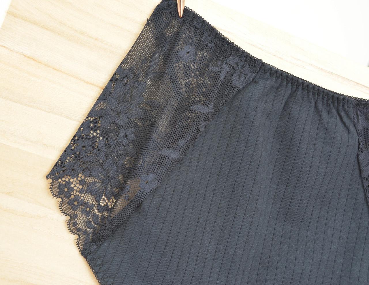 Трусики непромокаючі менструальні в рубчик із мереживними вставками 2XL Чорний - фото 5