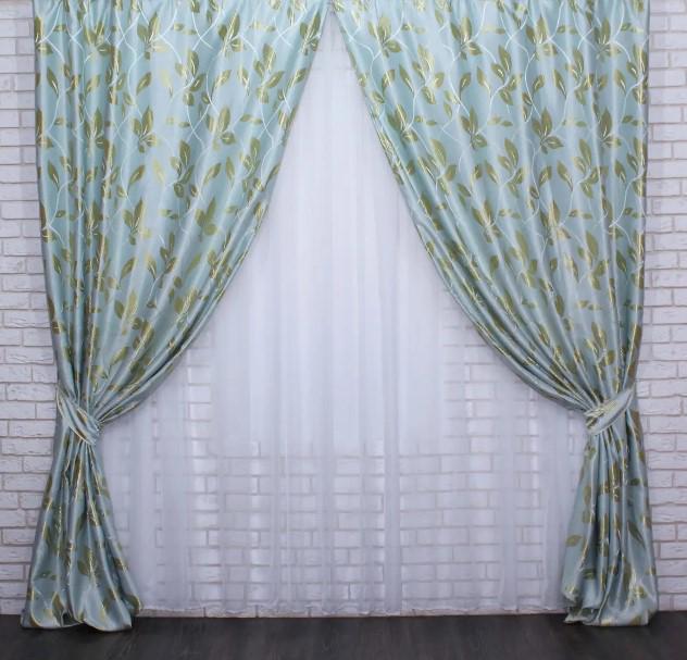 Комплект штор в гостиную/спальню блекаут 1,5х2,7 м 2 шт. Голубой (259ш)