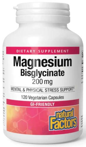 Магний Natural Factors Magnesium Bisglycinate 200 мг 120 Capsules (NFS-1641)