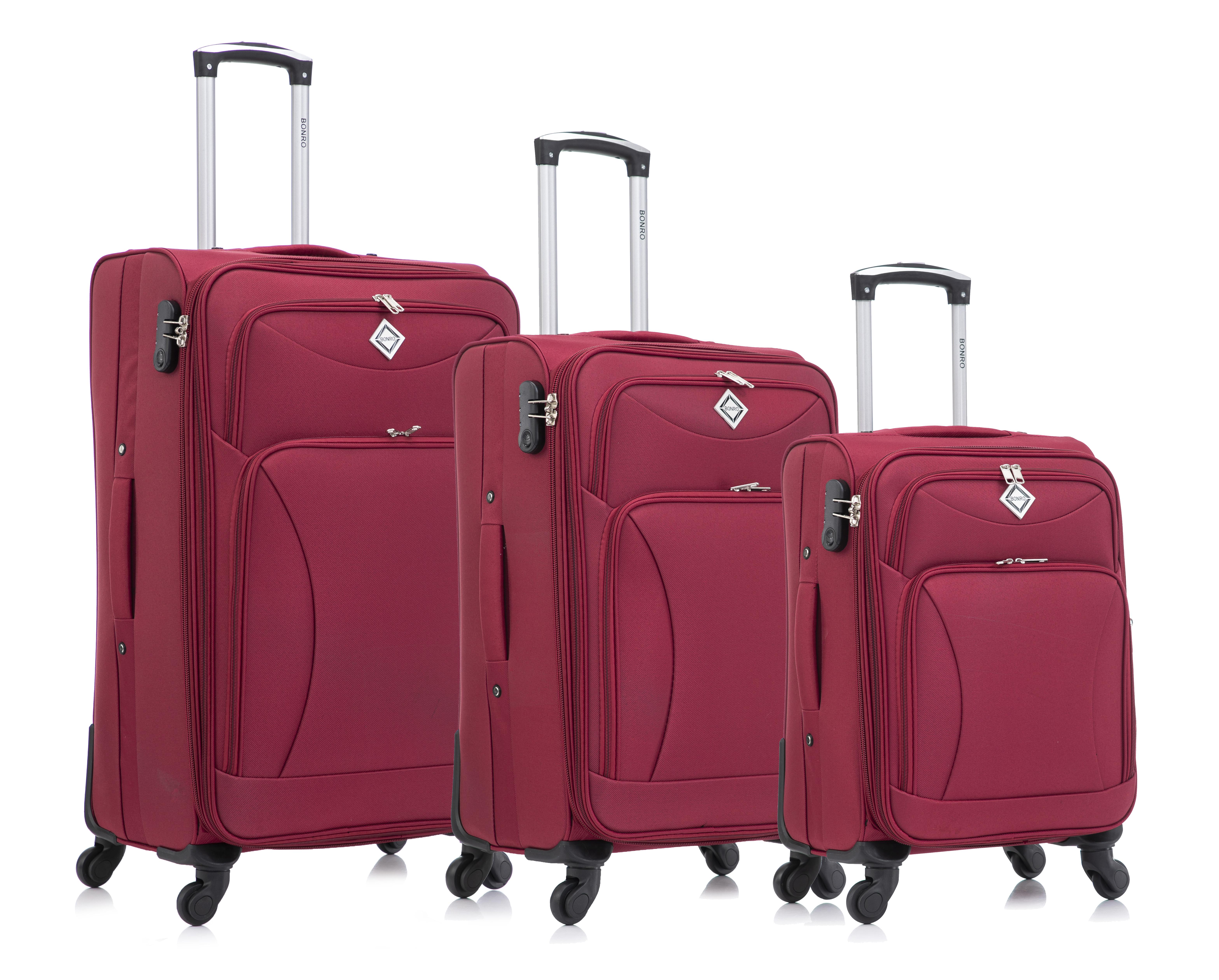 Чемодан Bonro Tourist 4 колеса 3 шт. Вишневий (2178)