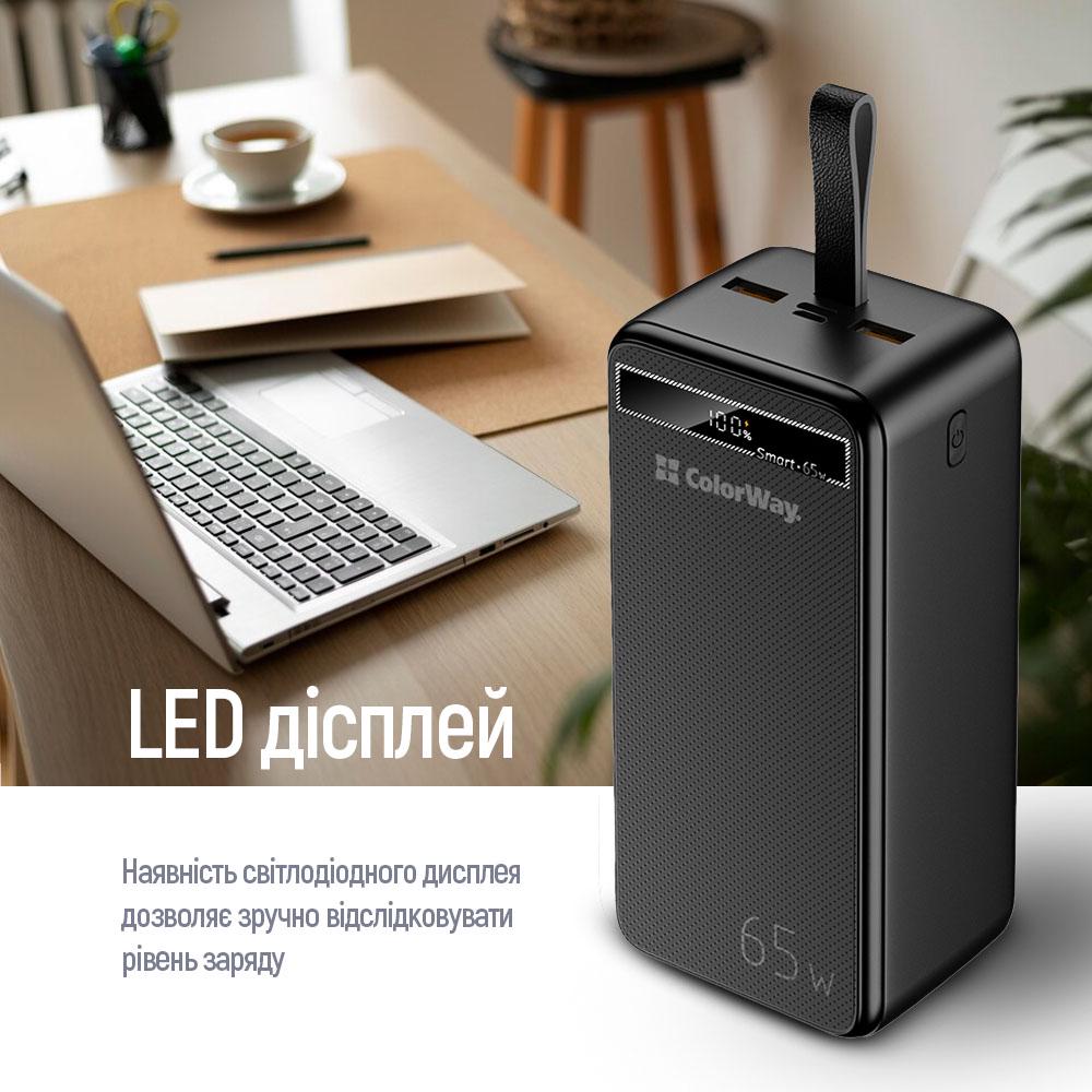 Повербанк ColorWay Powerful USB QC3.0/USB-C Power Delivery 65W 40000 mAh Black (CW-PB400LPA4BK-PDD) - фото 2