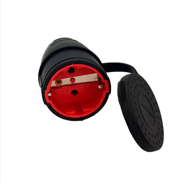 Гніздо каучукове пряме з кришкою і заземленням Neomax NX2004 Чорний