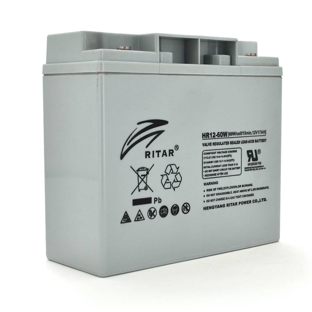 Батарея акумуляторна AGM RITAR HR12-60W 12V 17,0Ah 167 4,80 кг Q4 181x77x167 мм Gray (29328)