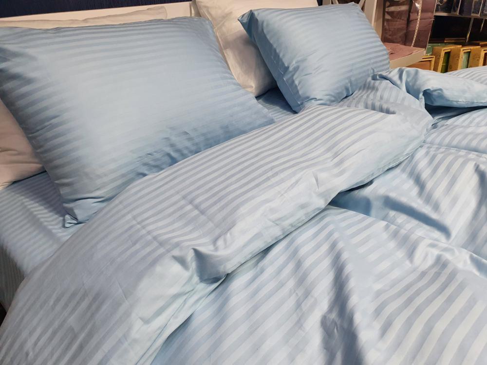 Комплект постельного белья на резинке Stripe LUX 1/1 см евро/наволочки 50х70/70х70 см Light Blue (4046) - фото 1 Комплект постельного белья на резинке Stripe LUX 1/1 см евро/наволочки 50х70/70х70 см Light Blue (4046) - фото 1