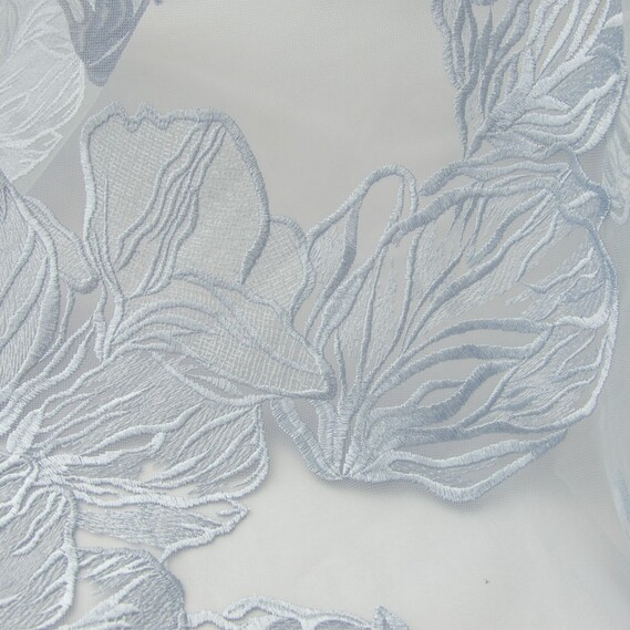 Ткань сетка с вышивкой IDEIA 1,3 м Серо-голубой (2200004045467)