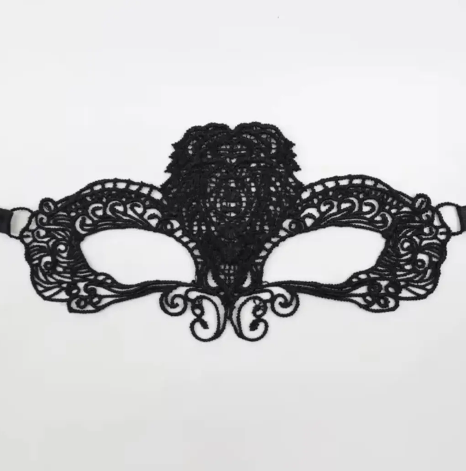 Маска маскарадная кружевная унисекс One size Черный (908307)