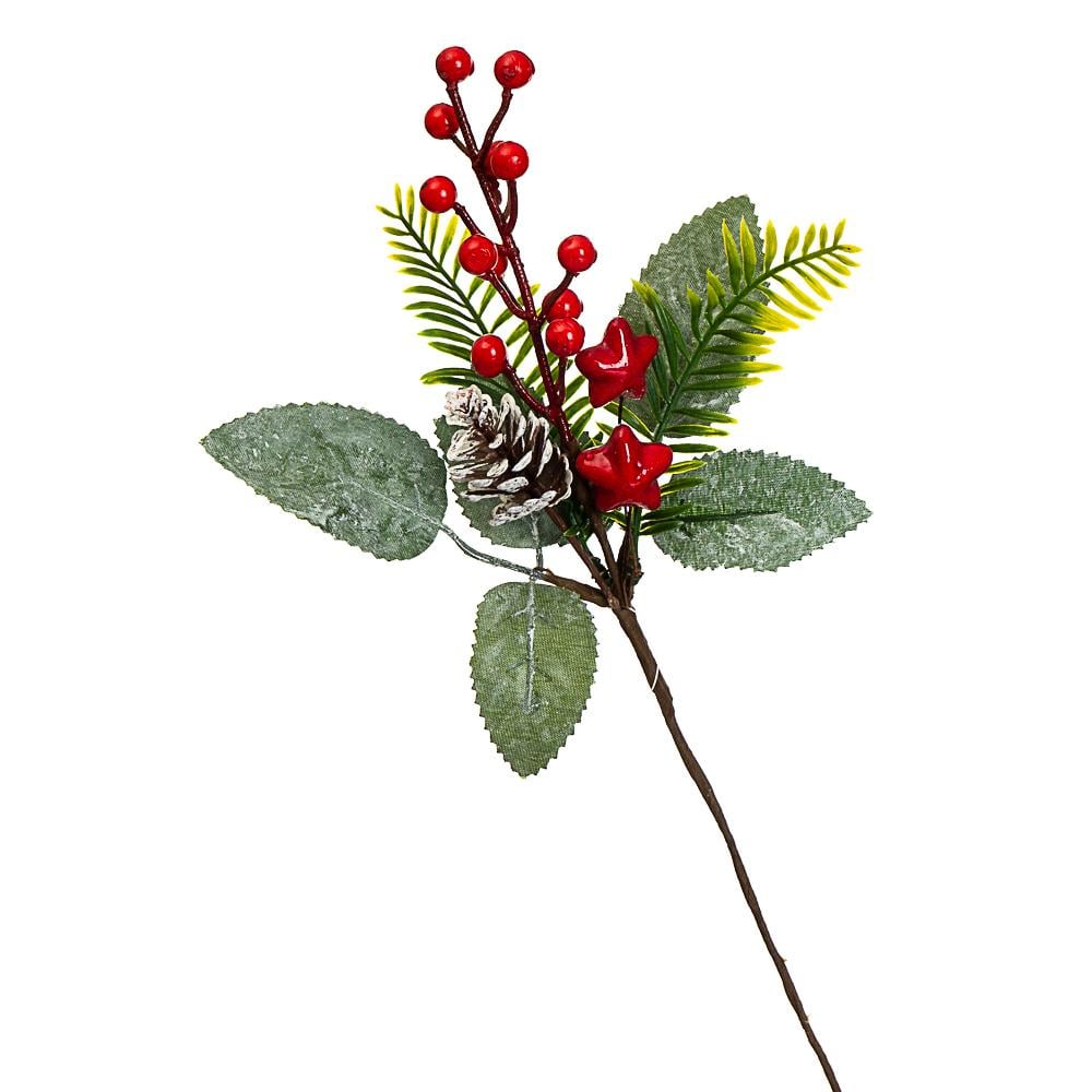 Декоративная ветка Elisey Новогодняя со звёздами (037NM)