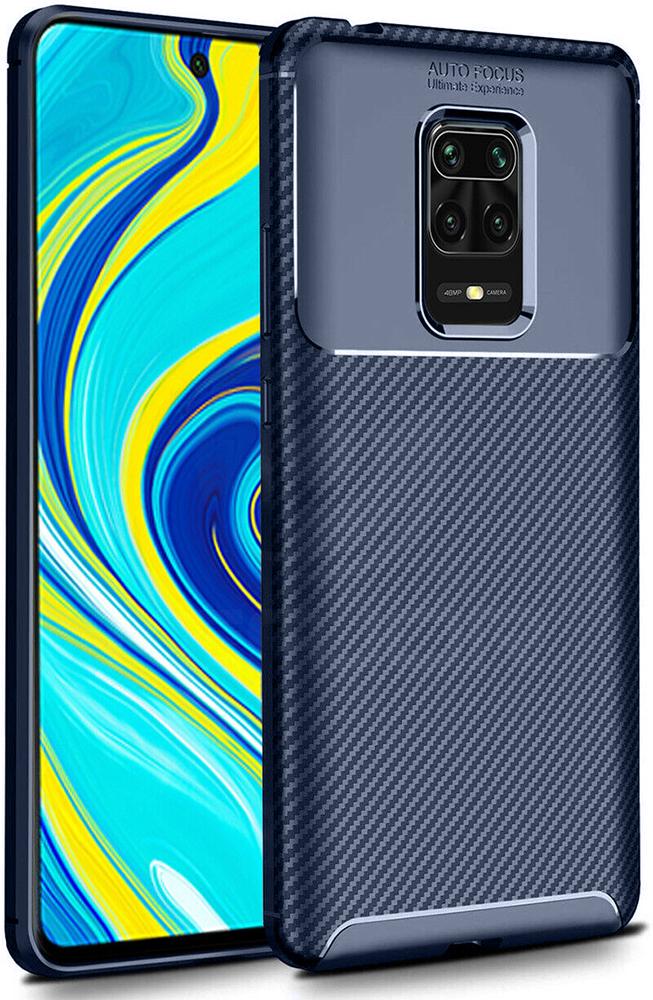 Чехол накладка Auto Focus Carbon для Xiaomi Redmi Note 9S Blue (20075-28)