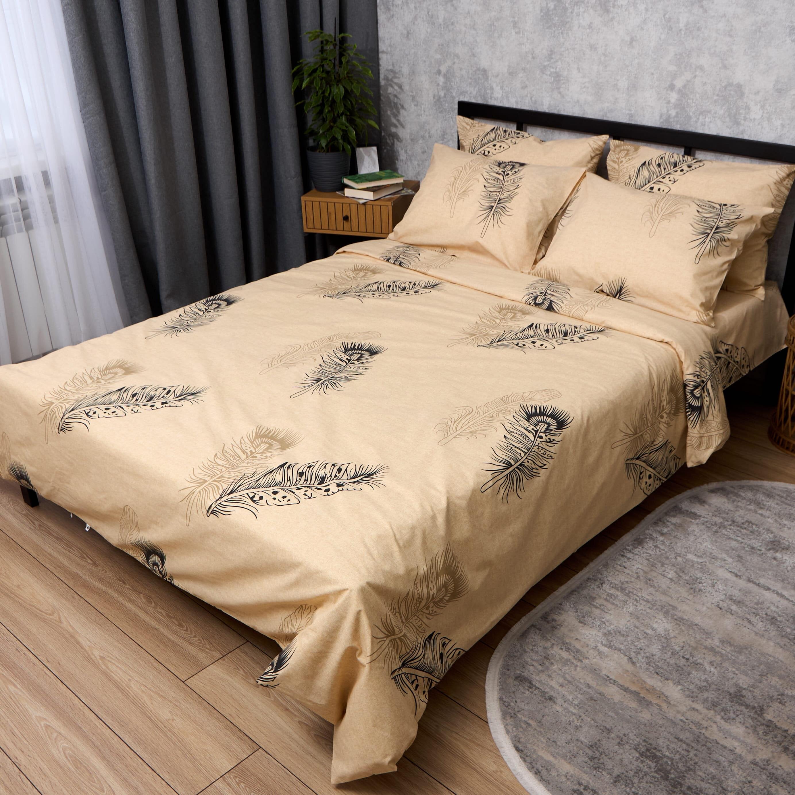 Комплект постельного белья Moon&Star Бязь Gold Люкс Golden Feather семейный 160х220 см 2 шт. наволочки 2 шт. (MS-820013927)