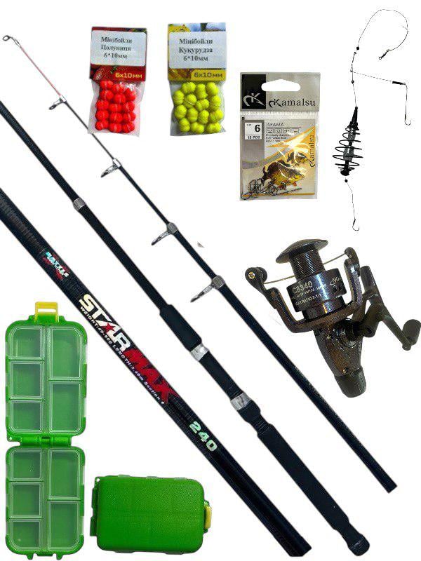 Спінінг Weida STAR MAX 40-80 г 240 см/котушка COBLLA CB340/снасть з кормом Конус 50 г/коробочка 10 відд/гачки/мінібойли (2214560204) - фото 9 Спінінг Weida STAR MAX 40-80 г 240 см/котушка COBLLA CB340/снасть з кормом Конус 50 г/коробочка 10 відд/гачки/мінібойли (2214560204) - фото 9