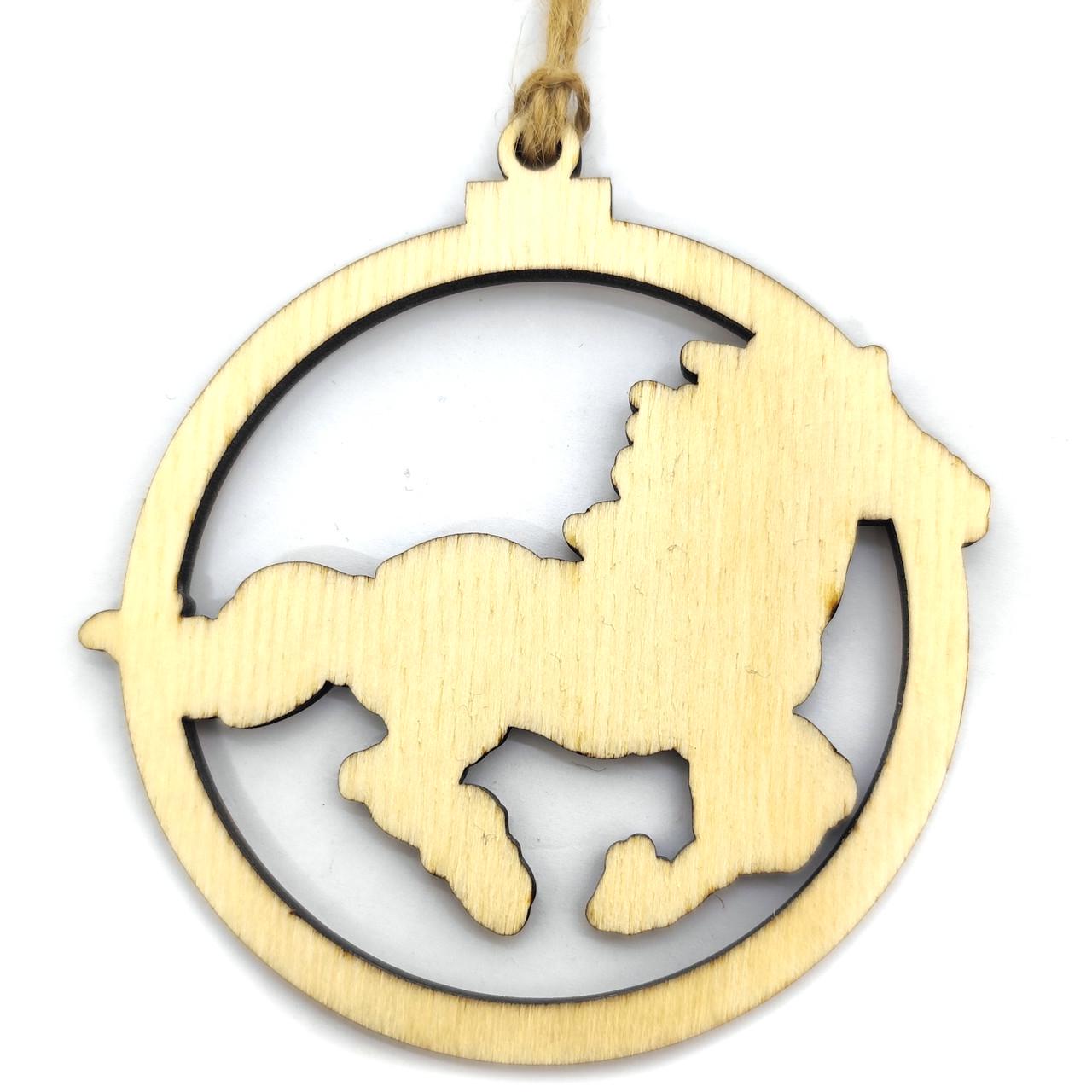 Игрушка новогодняя на елку Год Лошади 2026 деревянная v.2 9х8,5 см Береза ​​(2795404628) - фото 3