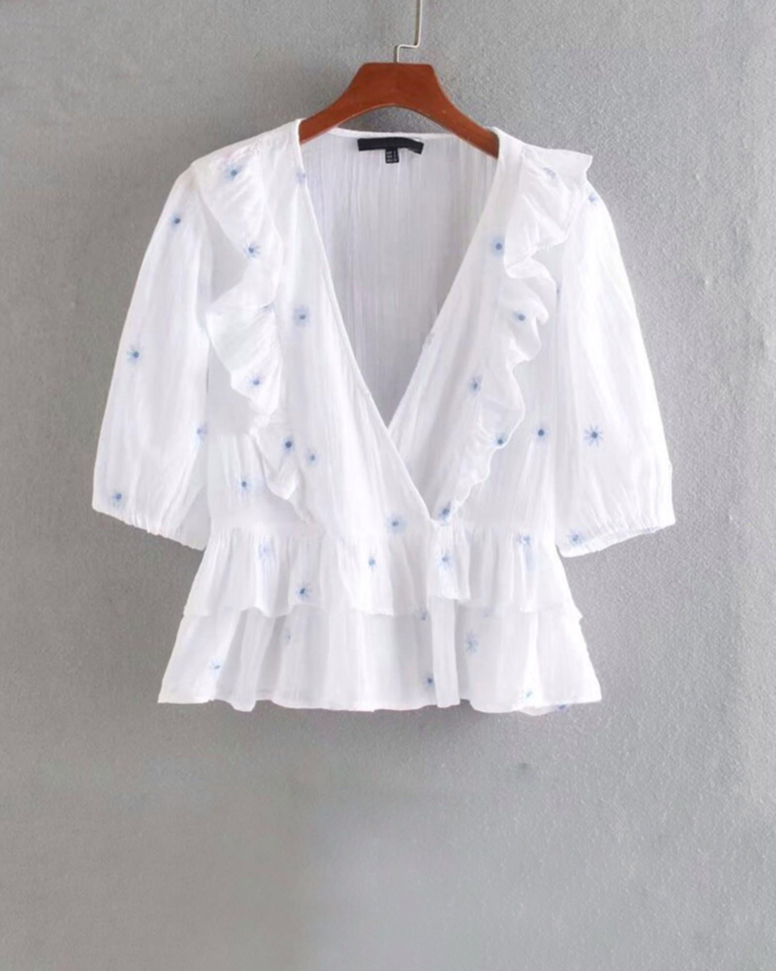 Блуза Stradivarius 9346 L Білий (46) - фото 2 Блуза Stradivarius 9346 L Білий (46) - фото 2