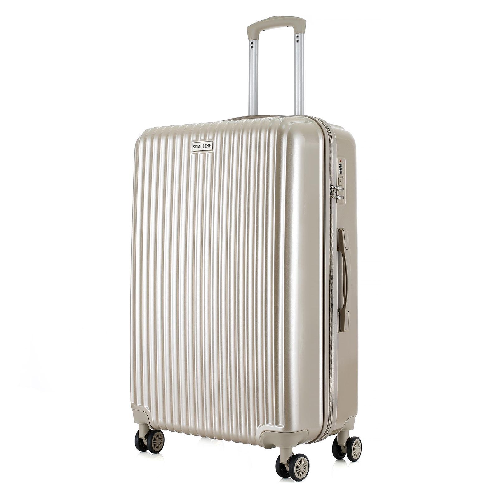 Валіза SEMI LINE 28" T5954-3 114 л полікарбонат/ABS 4 спарені колеса алюмінієва ручка заглиблений кодовий замок L Gold