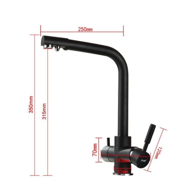 Змішувач для кухні на дві води Frap F4352-7 Чорний - фото 3