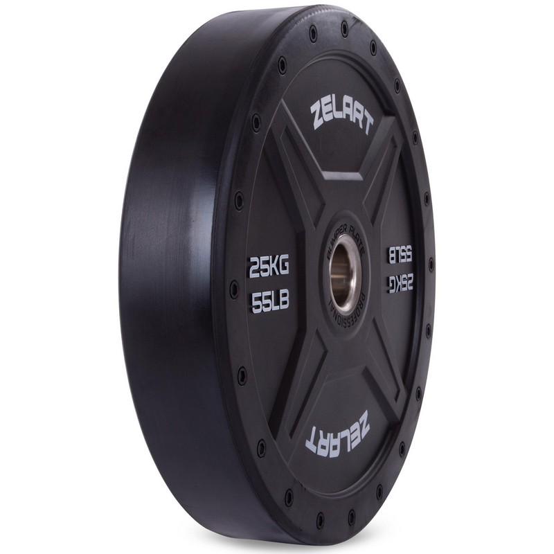 Диск бамперный для кроссфита Zelart Bumper Plates TA-2258-25 51 мм 25 кг Черный (DR003042) - фото 3