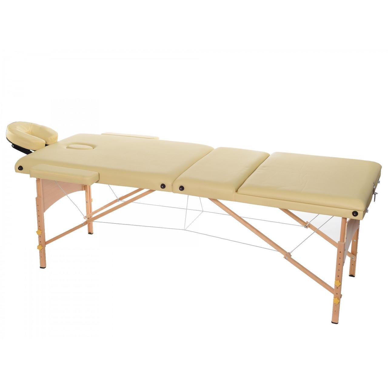 Массажный стол 3-секционный с деревянной рамой Relax HY-30110 складной до 120 кг 210х70-92х61-85 см