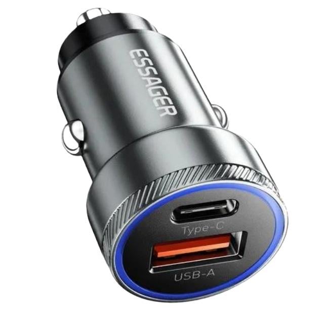 Зарядное устройство для телефонов автомобильное Essager ES-CC11 54 Вт быстрая зарядка USB Type-C Grey (24158780)