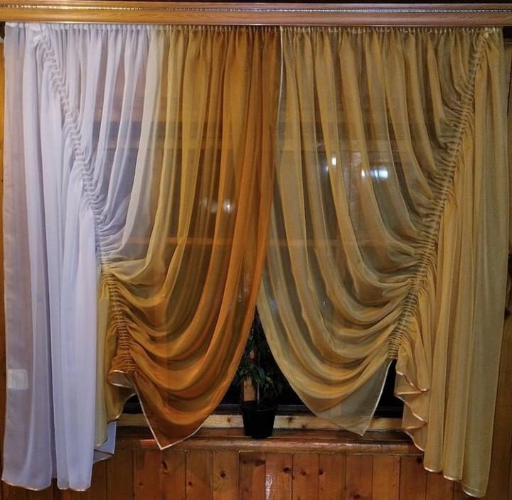 Занавеска короткая готовая Кетрин Золото