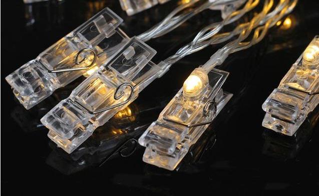 Светодиодная гирлянда нить с прищепками для фото 2 м 20 LED на батарейках (4859570)