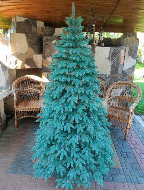 Ялинка штучна лита Швейцарська блакитна пишна 230 см з підставкою в коробці (26313381)