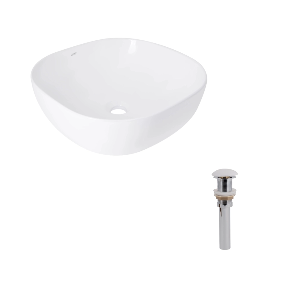 Раковина накладная Qtap Kolibri 400х400х140 мм квадратная с донным клапаном White (48466)